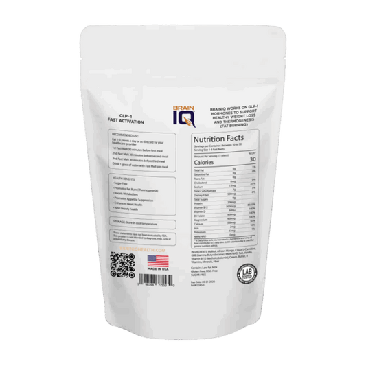 BrainIQ GLP-1 Chocolate Fast Melts | Daily Nutrition & Energy