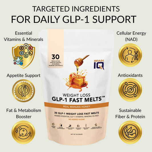 BrainIQ GLP-1 Fast Melts Manuka Honey | Appetite & Energy