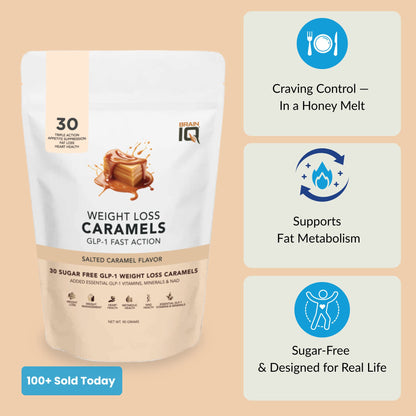 BrainIQ GLP-1 Salted Caramel Fast Melts | Cravings & Weight Support