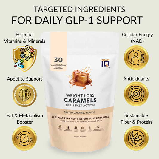 BrainIQ GLP-1 Salted Caramel Fast Melts | Cravings & Weight Support