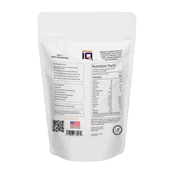 BrainIQ GLP-1 Salted Caramel Fast Melts | Cravings & Weight Support
